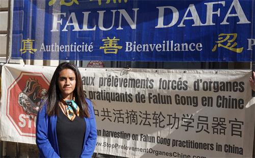 '图8:“国际阻止中国滥用移植联盟”(ETAC)法国方面负责人菲奥雷拉·卢娜(Fiorella Luna)女士'