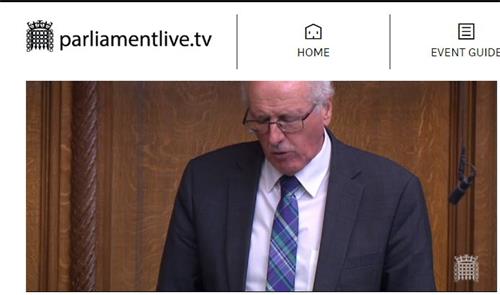 '图8:二零二零年七月二十日,国会议员吉姆·香农(Jim Shannon MP)在英国议会发言,提请英国政府关注中共对法轮功的持续迫害,英外交大臣表示深切关注。'
