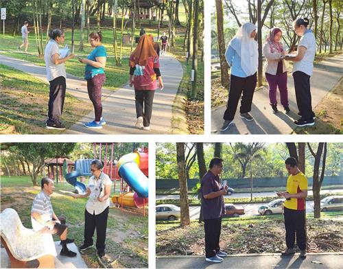 '图3:法轮功学员向民众讲真相。'