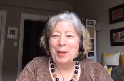 '图2:美中经济与安全审查委员会(USCC)联合主席巴塞洛缪(Carolyn Bartholomew)女士表示,中国(中共)出口技术威权主义是USCC今年重点关注的问题之一。(视频截图)'