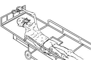 '酷刑:死人床与灌食(孙毅自绘)'