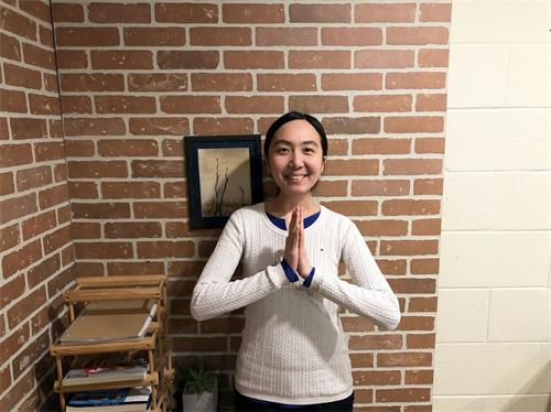 '图2:崔西·陈(Tracy Tran)恭祝师父新年快乐!表示自己会更加精進。'