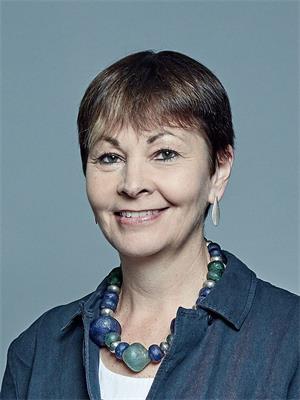 '图2:英国下议院议员,卡洛琳·卢卡斯(Caroline Lucas)表示会与世界各地的法轮功学员站在一起。'