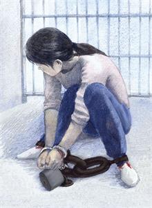 '中共酷刑示意图:锁地环'