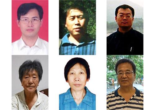 2021年上半年被绑架迫害的部分法轮功学员,上排从左至右:杨峰,李兰强,朱宇飙;下排从左至右:姜广凤、祁丽君、赵锋慧。