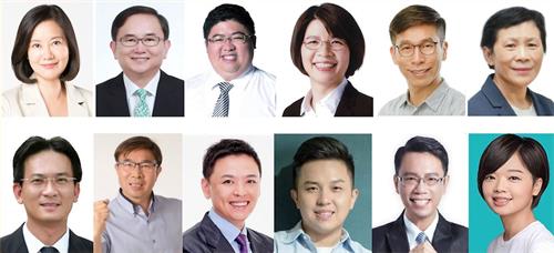 '图1:法轮功学员反迫害二十二年之际,台湾政要及主流人士受访声援法轮功。图上排左至右:立委吴思瑶、刘棹豪、蔡易馀、黄秀芳、钟佳滨、陈椒华;下排左至右:林俊宪、台北市议员张茂楠、洪健益、台南市议员李启维、嘉义市议员李奕德、嘉义县议员林缃亭。'