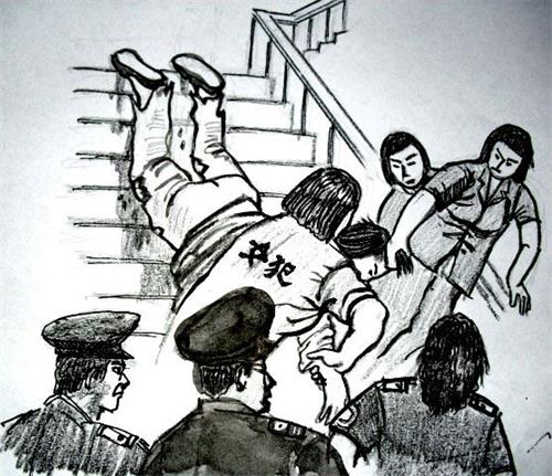 '图二:中共酷刑示意图:拖拽'