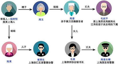 '图二:陆树恒的举报内容涉及参与活摘器官的亲戚'