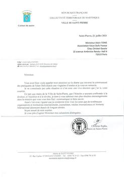 '图5:法国海外省马提尼克岛圣皮埃尔市(Saint Pierre)市长的信件。'