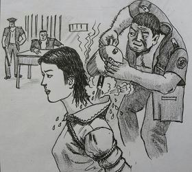 '中共酷刑示意图:热水烫'