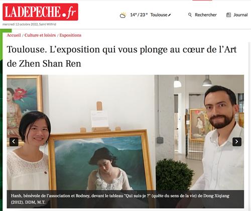 图1:九月二十三日,法国报纸Ladepeche网站刊登文章《带你走进真善忍艺术核心的展览》(网站报道截图)