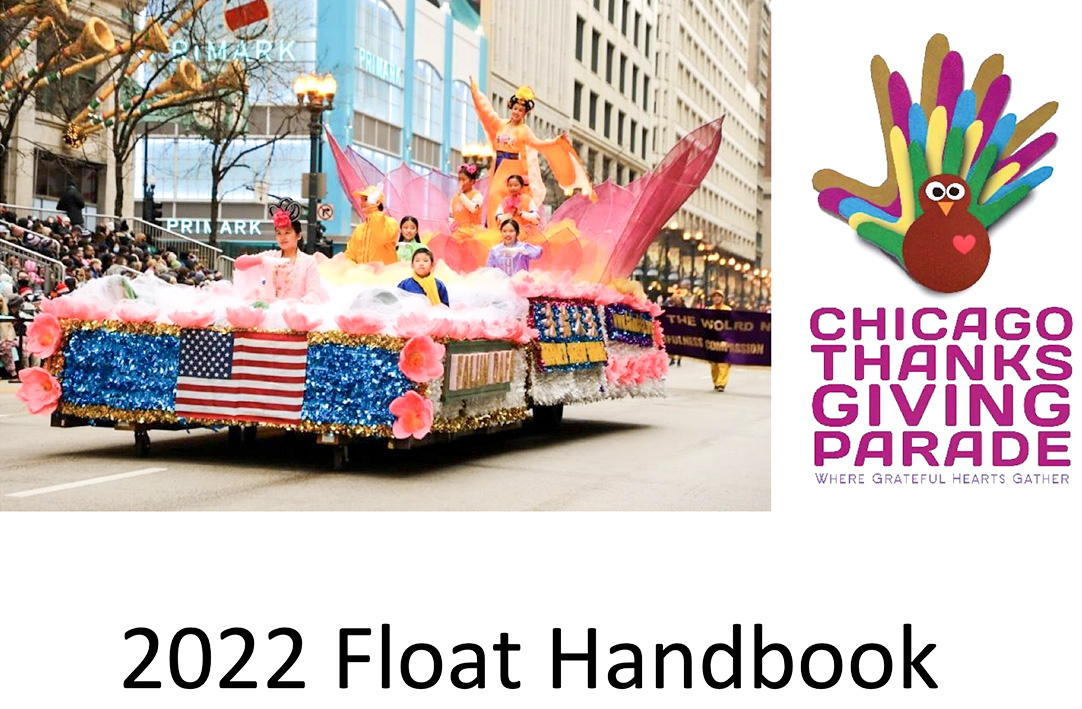 图2:法轮大法队伍在2021年游行的花车成为2022年的花车标牌。