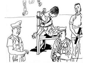 '中共酷刑示意图:捆绑在椅子上'