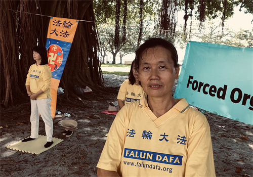 图7:法轮功学员尤玲希望中国人都不要相信中共的谎言。