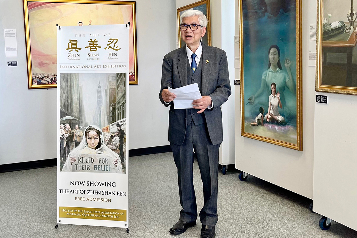 图5:获澳洲勋章和资深医师布伊(Dr. Cuong Bui OAM)在开幕式上发言谴责中共活摘法轮功学员器官罪行