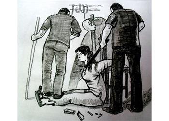 '中共酷刑示意图:电击、棒打'