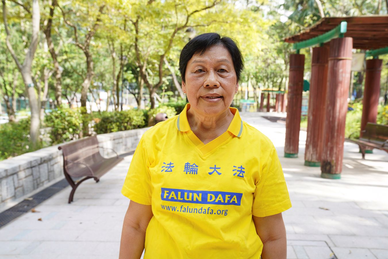 ‘图8:谭太经常向到访香港的大陆游客讲述法轮功真相,帮助市民和游客声明退出中共的党、团、队组织。’
