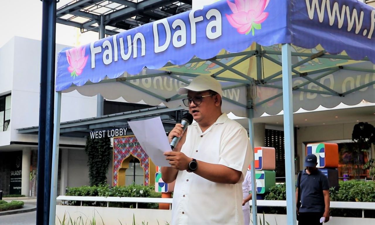 图3:法轮大法学会发言人恒德拉(Hendra)发言中