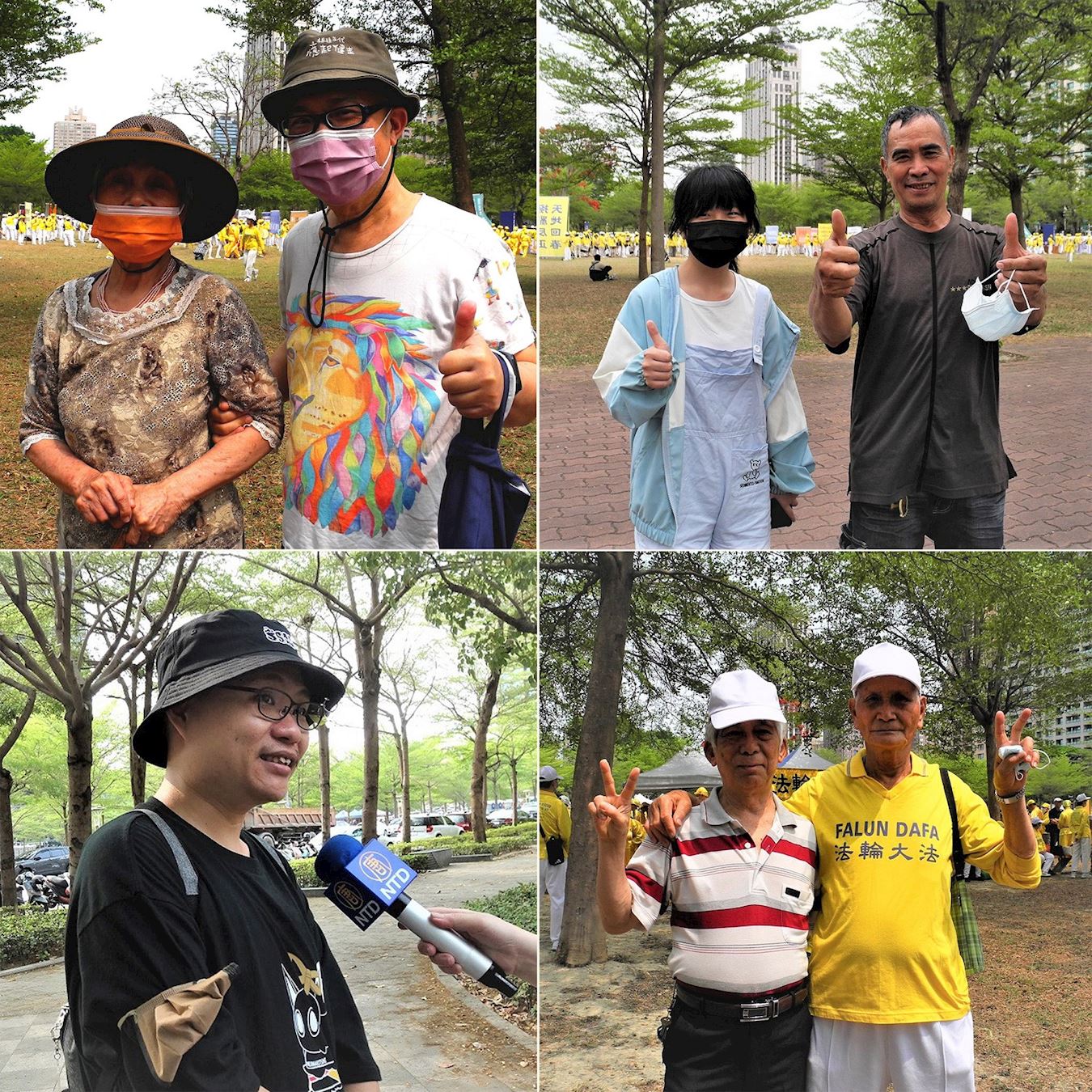 '图11:民众看到法轮功理性反迫害的坚持和精神,为法轮功加油,伸出大拇指比赞说:“法轮大法好!法轮功加油”'
