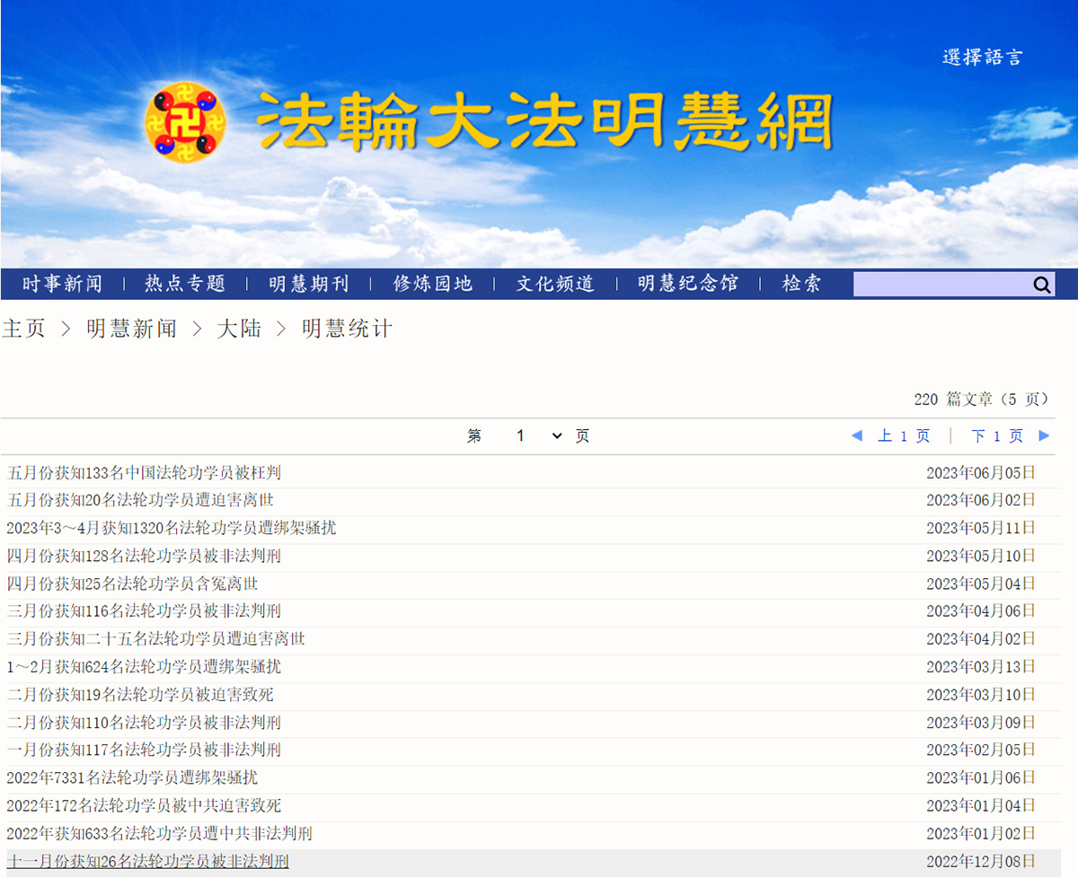 图6:明慧统计报告网页