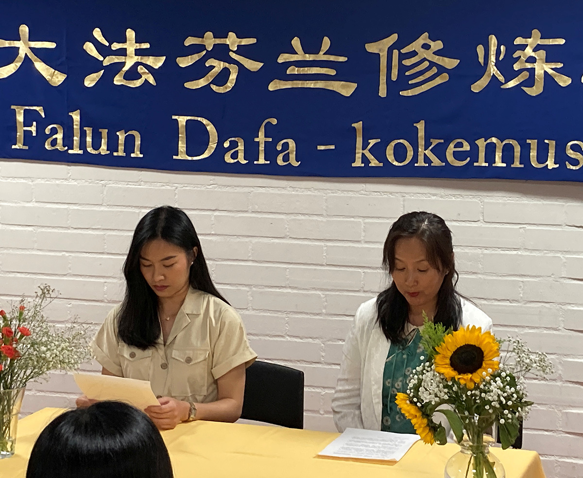 图2~3:芬兰学员发言交流修炼心得
