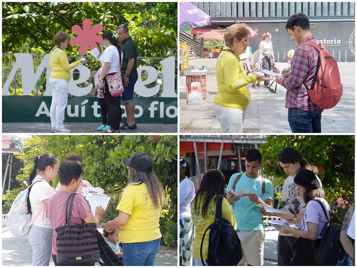 '图2:不少民众驻足了解真相,不少人在请愿书上签名。'