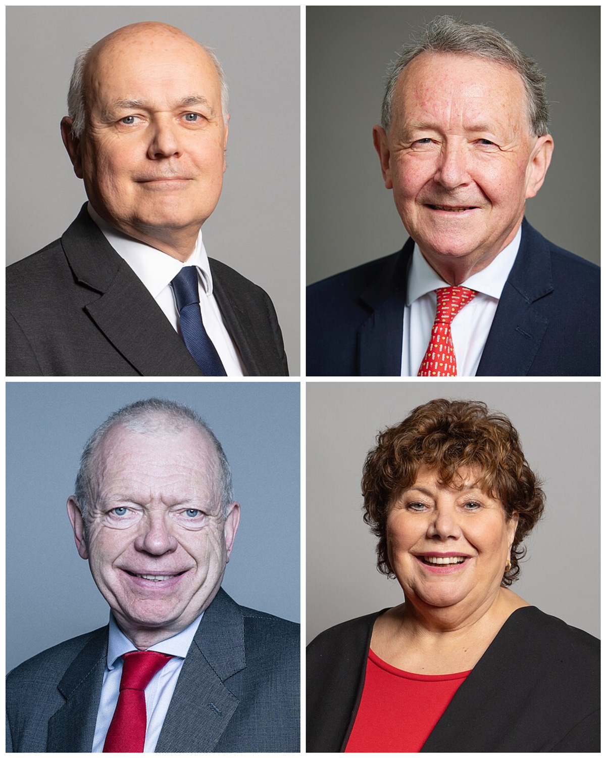 图2:从左到右:伊恩·邓肯·史密斯爵士(Sir Iain Duncan Smith)、阿尔顿勋爵(Liverpool Lord Alton)、菲利普·亨特勋爵(Lord Philip Hunt of Kings Heath);玛丽·林默议员(Marie Rimmer MP)(明慧网合成图)