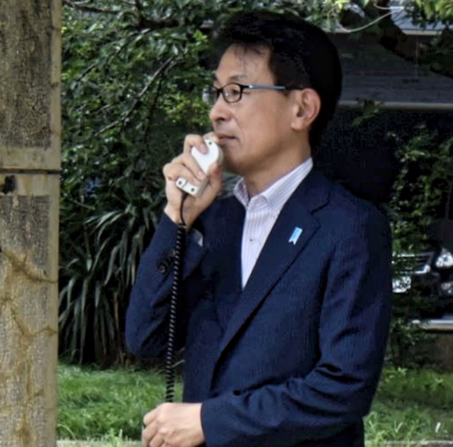 图10:日本前众议院议员长尾敬先生在法轮功学员反迫害24周年集会上发言。
