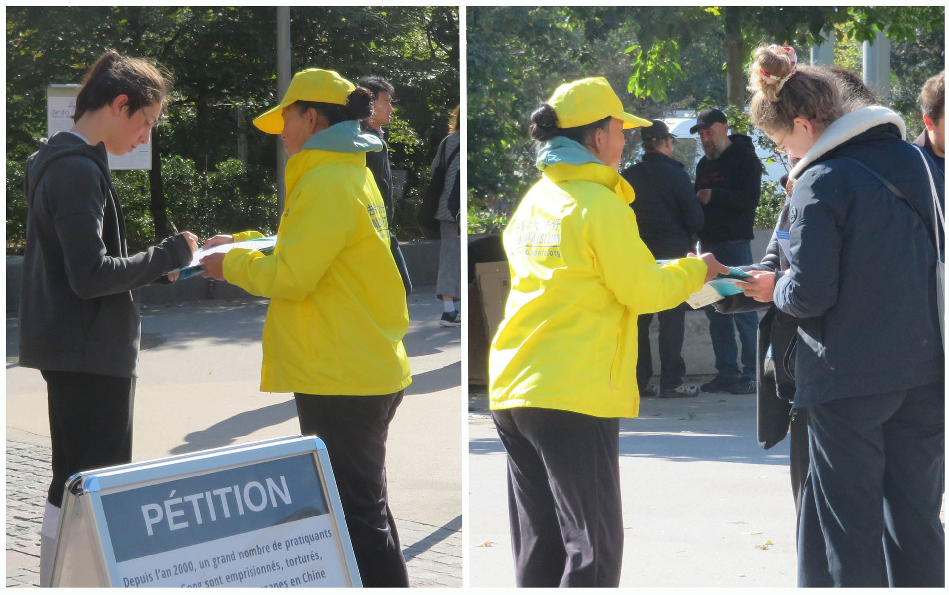 图5~10:明白真相的游客和当地民众,在反迫害征签表上签字谴责中共暴行,表达对法轮功学员的支持。