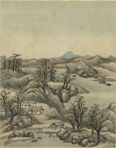 '唐代诗人元稹的“风卷清云尽,空天万里霜。”形容了霜降节气的特点:北风卷起清云而去,空天万里披上了早霜。(清《允禧山水・册・枫叶霜林》,台北故宫博物院)'