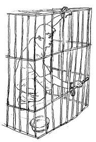 '中共酷刑示意图:关铁笼子'
