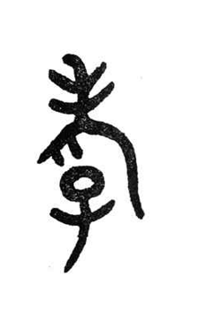 图5:孝,甲骨文,上为老人,下为子。