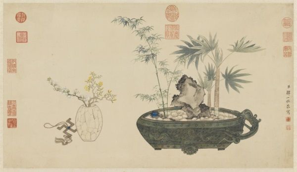 '清 邹一桂《盎春生意·轴》。(台北故宫博物院)'