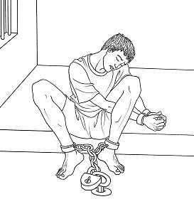 '中共酷刑示意图:手铐脚镣'