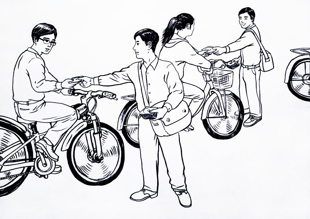 '图1.法轮功学员发放真相资料示意图'