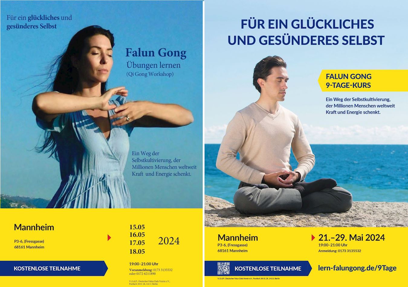 '图10:曼海姆法轮功免费教功班和九天班宣传单。'