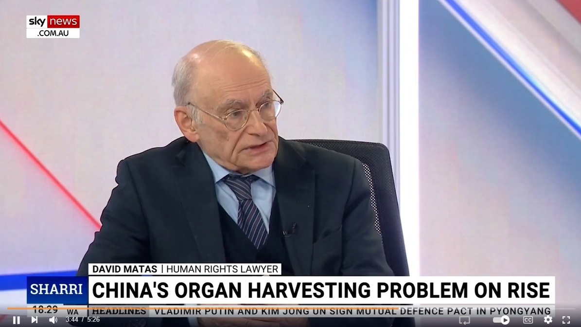 图2:二零二四年六月二十一日,麦塔斯接受澳洲天空电视台(Sky News Australia)直播节目的专访,揭示了中共活摘器官罪恶的严重程度。(视频截图)