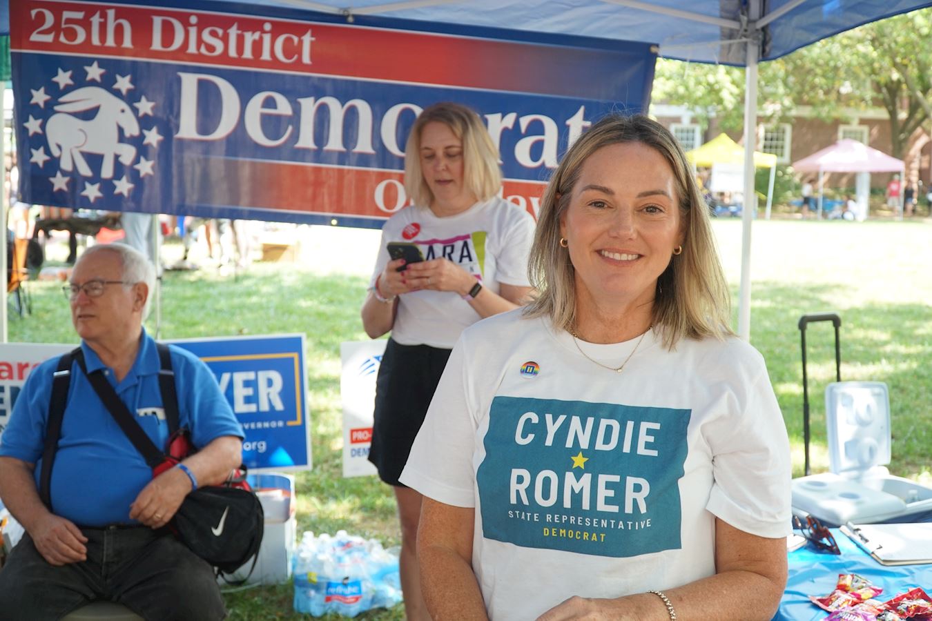 '图12:特拉华州第二十五选区众议员辛迪‧罗默 (Cyndie Romer)表示要投票支持结束中共活摘法轮功学员的罪行。'
